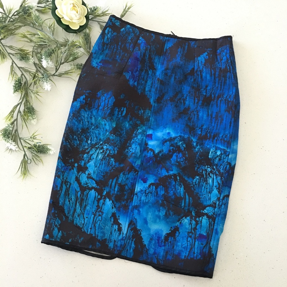 Zara Runway Collection Neoprene marble skirt M